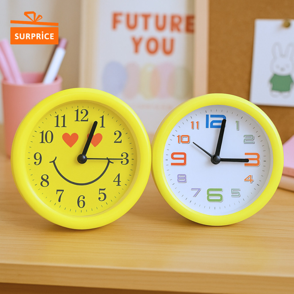 Surprice Jam Weker Bulat Smile Dan Angka / Jam Weker / Jam Alarm / Jam Meja / Jam Weker Kring Karakt