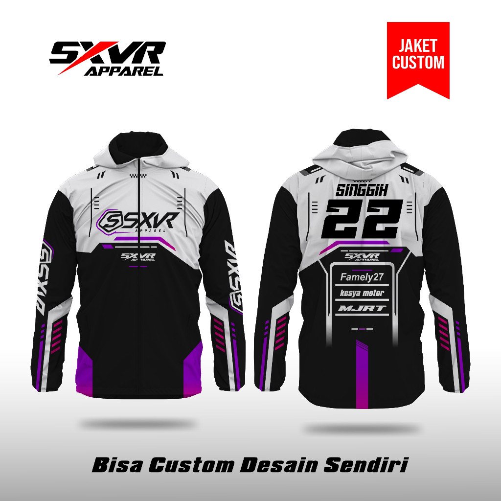 Jaket Custom  Racing Jaket Parasut Windbreaker Waterproof