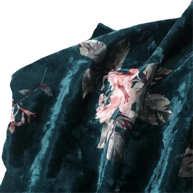 

1.6m Width Velvet Printed Fabric Korean Velvet Printed Fabric Designer Fabric for DIY Cheongsam Dress Sewing Clothing