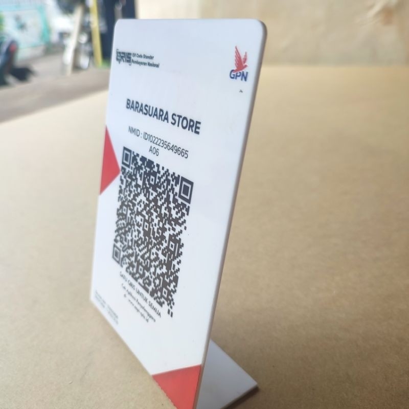 

CUSTOM QRIS BENTUK L MURAH UKURAN A5 DAN A6 PUTIH