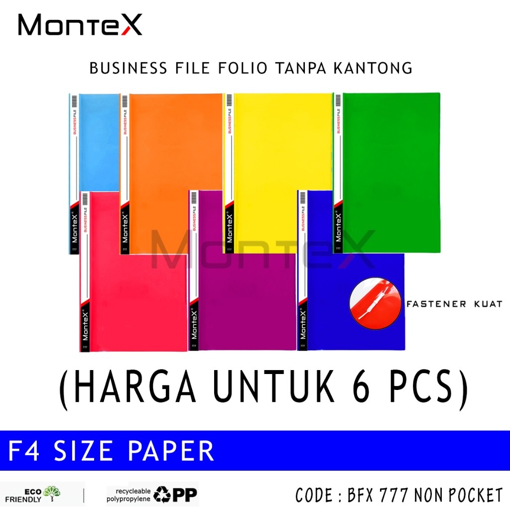 

MONTEX (6 PCS) BUSINESS BISNIS FILE POLOS F4 FOLIO TANPA KANTONG MAP SNELHECTER / BFX777