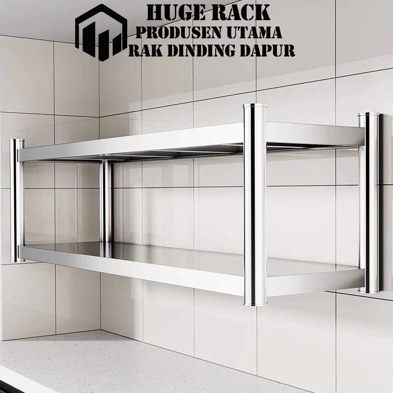 【304】Rak Dinding Dapur Stainless Steel Rak Oven Microwave Rak Bumbu Rak Dinding Baja Tahan Karat 2 S