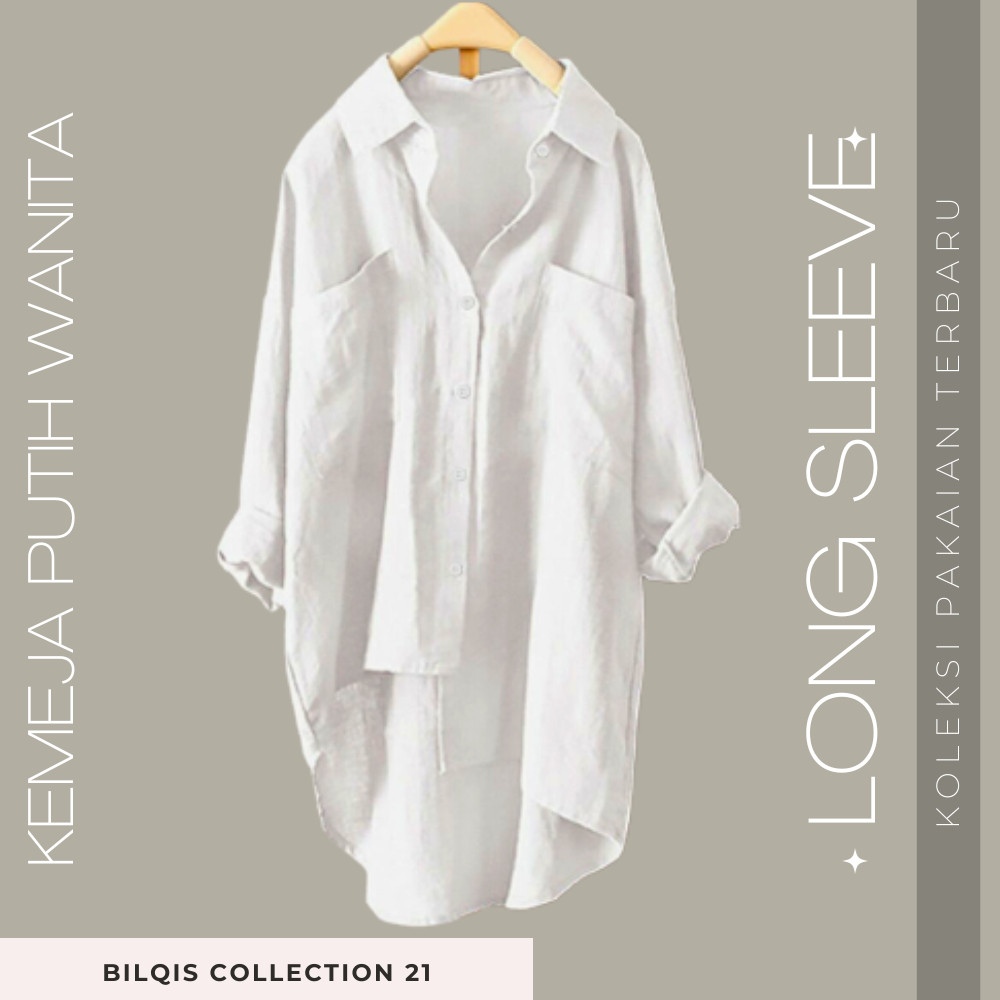 BAJU ATASAN WANITA MODERN   | LONG SLEEVE ASSYMETRIC | BAHAN LINEN PREMIUM | BLOUSE ATASAN WANITA LE