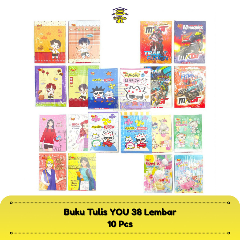 

(Harga Per Pak isi 10) Buku Tulis 38 Lembar YOU by Kiky
