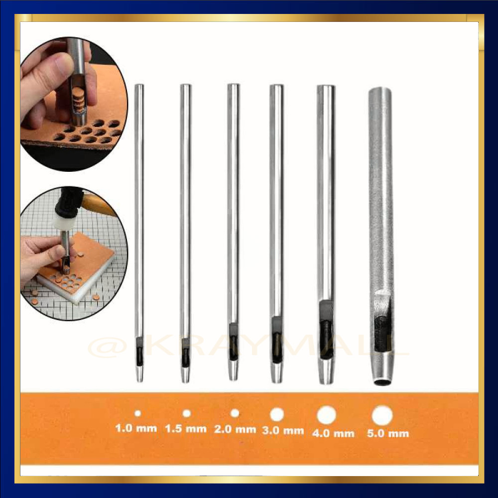 

Set Pelubang Kulit Leather Puncher Steel Hollow Round 6 PCS - H881