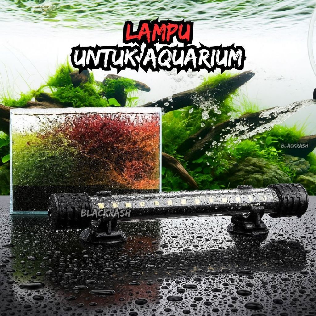 Lampu LED Celup Aquarium 3 Mode Warna (Putih Biru Merah) Aquascape 30–80cm