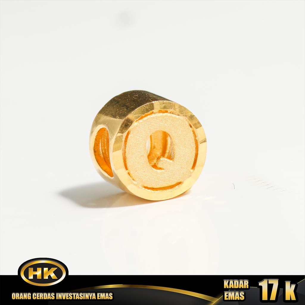 Liontin Emas 17K - Huruf Q - HK Gold
