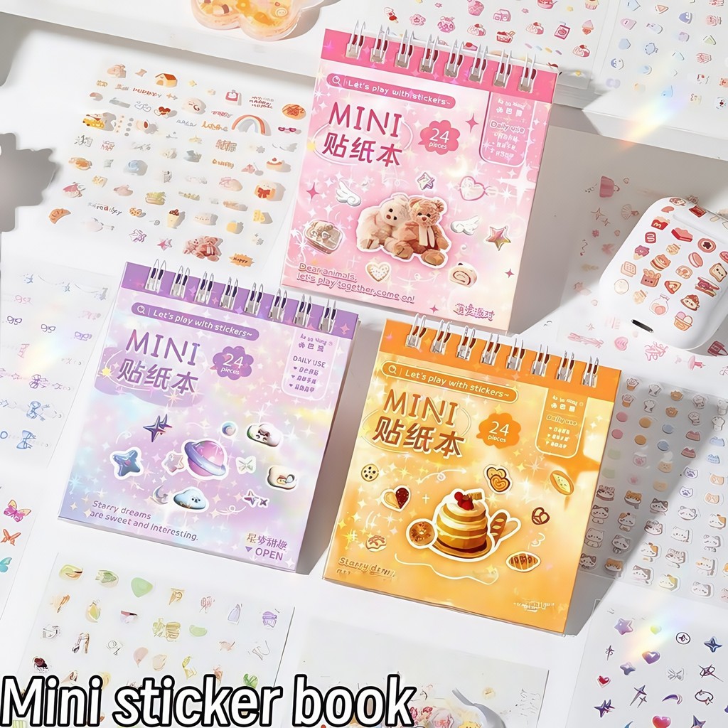 

Mini coil-bound sticker book, small stickers, scrapbooking, nail art, DIY diary decoration, cute portable collage stickers
