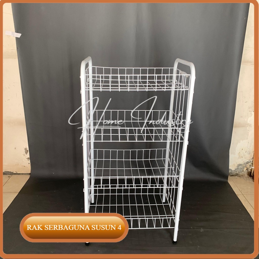 Rak troli roda susun 4/rak chiki/rak dapur/rak warung toko/rak snack/rak display