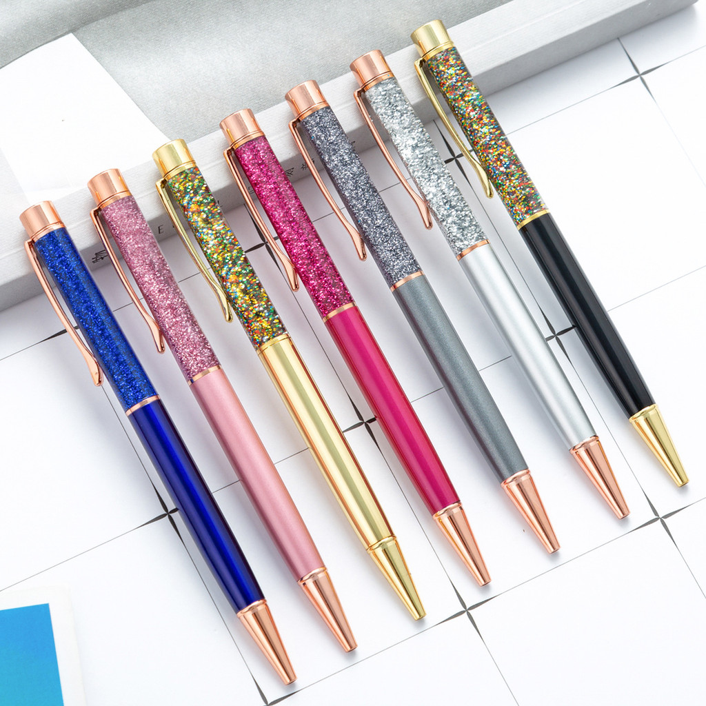 

Lytwtw's Ballpoint Pen Oil Metal Office School Supplies Stationery Spinning Rose Gold Gift Cute Clip Glitter