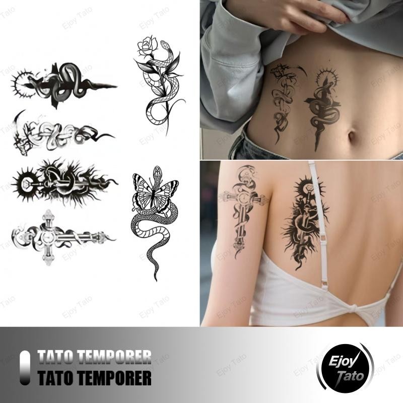 EjoyTato Tato Temporer Naga,Bunga,Kupu-Kupu Tato Sementara Anti Air Dan Keringat Bisa Tahan Selama 1