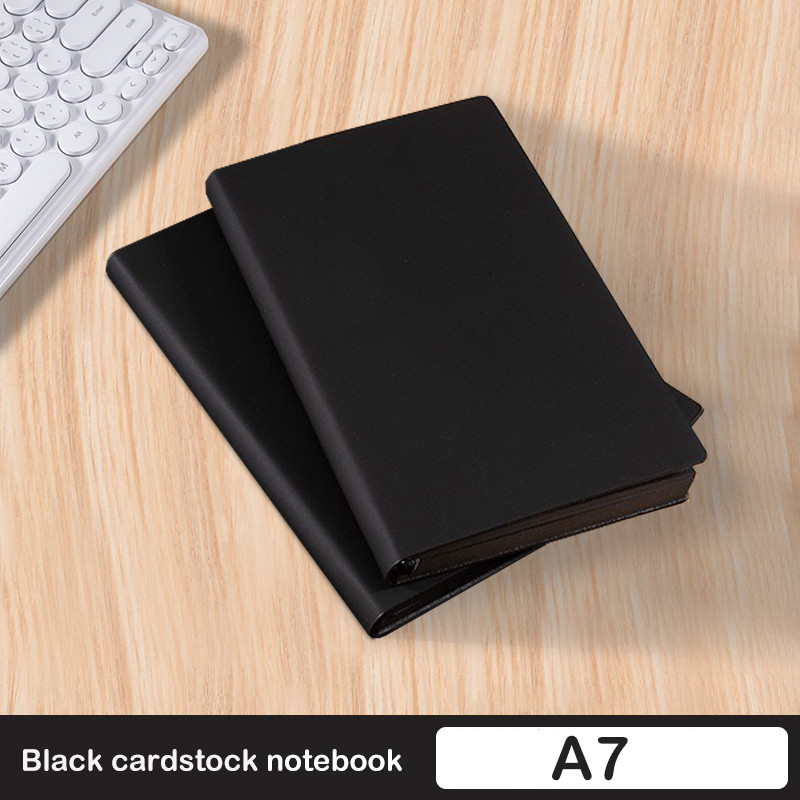 

A7 black notebook; 5.7 inches/3.54 inches, two types of inner pages to choose from - a small notebook for writing plans on go