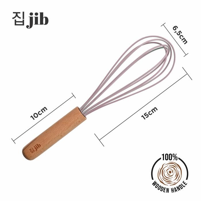 

JIB Silicone Whisk / Silicone Utensil / Utensile Silicon / Pengaduk Silikon Gagang Kayu Egg / Kitchenware - Pink