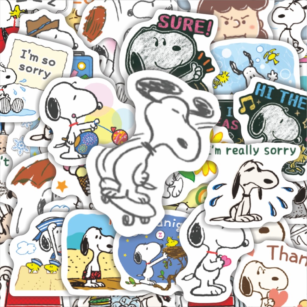 

100PCS Lucu Stiker Kartun Snoopy V35 Stiker Aesthetic Stiker Anti Air Stikers Berperekat Waterproof sticker decal buat Motor Helm Buku Journal Koper Casing HP Laptop Botol Minum Hadiah anak