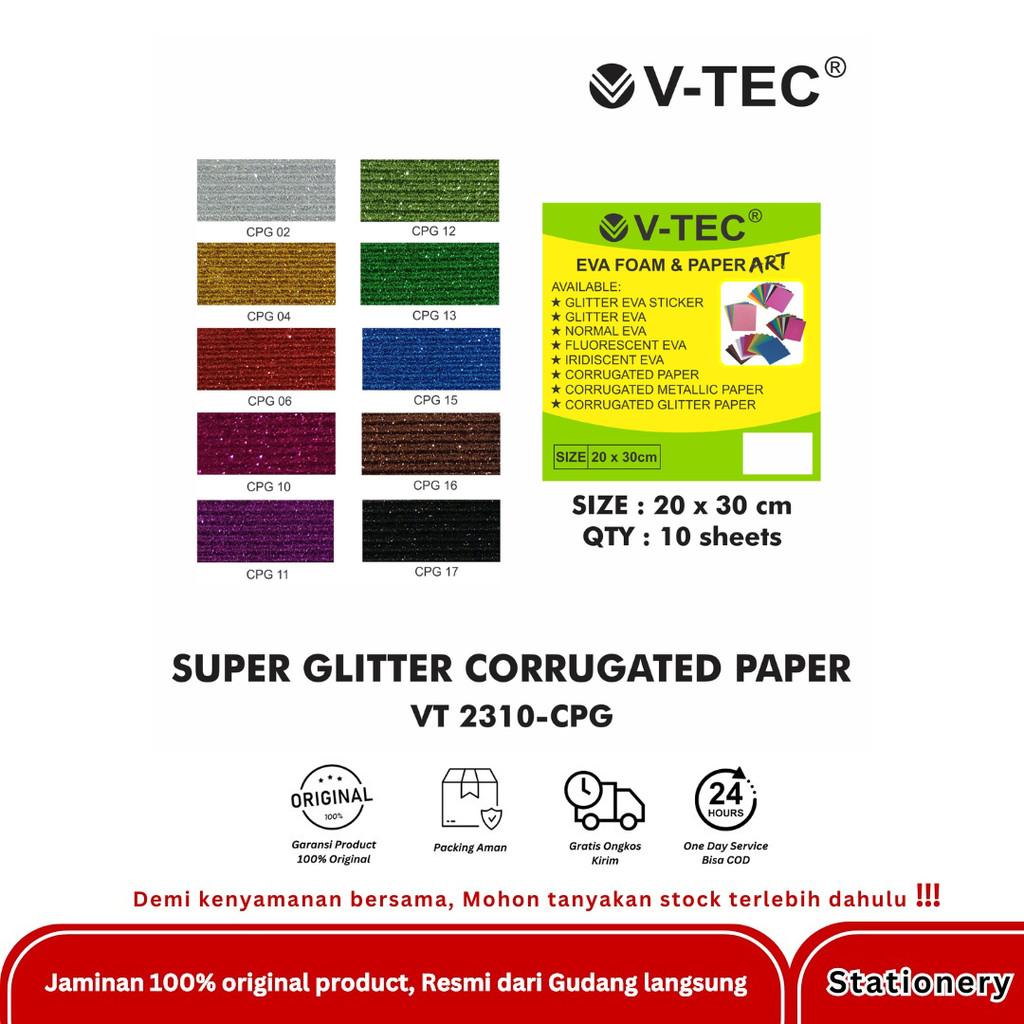 

V-TEC GLITTER EVA FOAM PAPER ART KERTAS GLITER KERAJINAN VT 2310 - GE 20X30 // 2310 - IEG 20x30 PACK