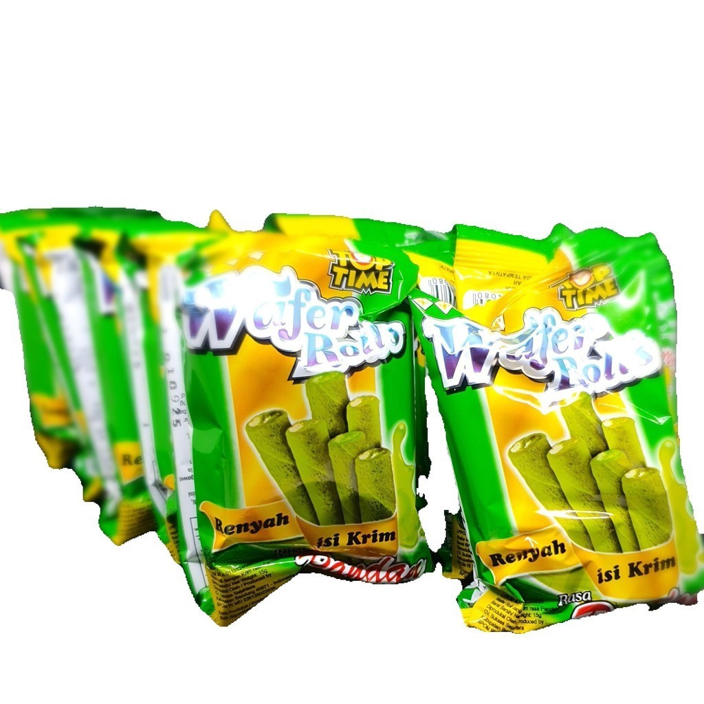

Wafer Rolls 1 Renceng Varian Rasa pandan melon isi 10 Sachet stik