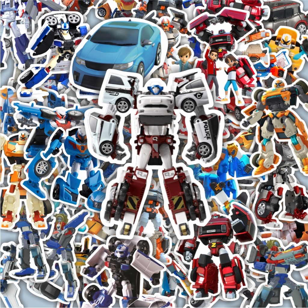 

100PCS Lucu Stiker Kartun Tobot Stiker Aesthetic Stiker Anti Air Stikers Berperekat Waterproof sticker decal buat Motor Helm Buku Journal Koper Casing HP Laptop Botol Minum Hadiah anak