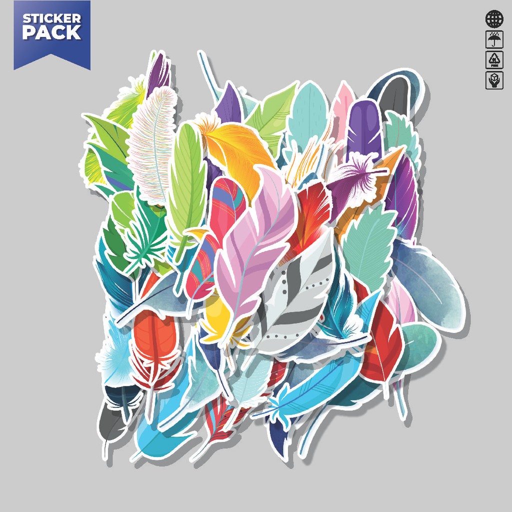 

[100PCS]Stiker Pack Stiker Feather [Bulu] Aesthetic Vinyl Anti Air Dekorasi Sticker Laptop Buku Journal Koper Helm Casing HP Gitar Helm Skateboard