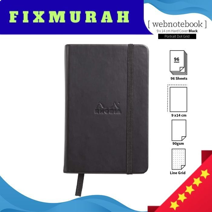 

Buku Catatan Rhodia 9x14cm Hardcover Webnotebook - DOT GRID BLACK