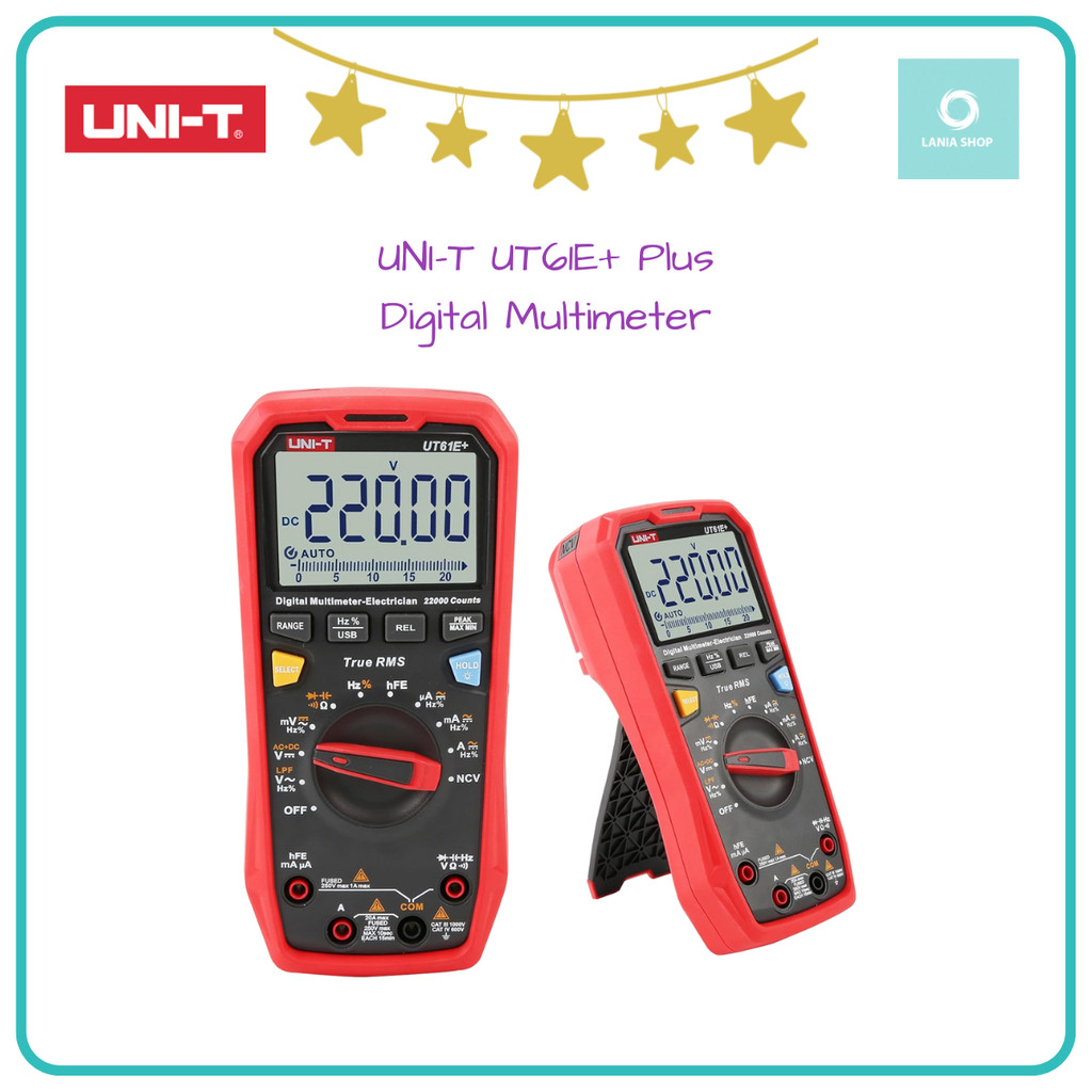 UNI-T UT61E+ Plus Digital Multimeter 22000 Counts True RMS 1000V 20A Tester Auto Range NCV USB Kapas