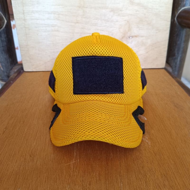 TOPI TACTICAL COAK KUNING POLOS FULL DOUBLES MESS JARING JASMIL TNI AD BASEBALL CAPS VELCRO