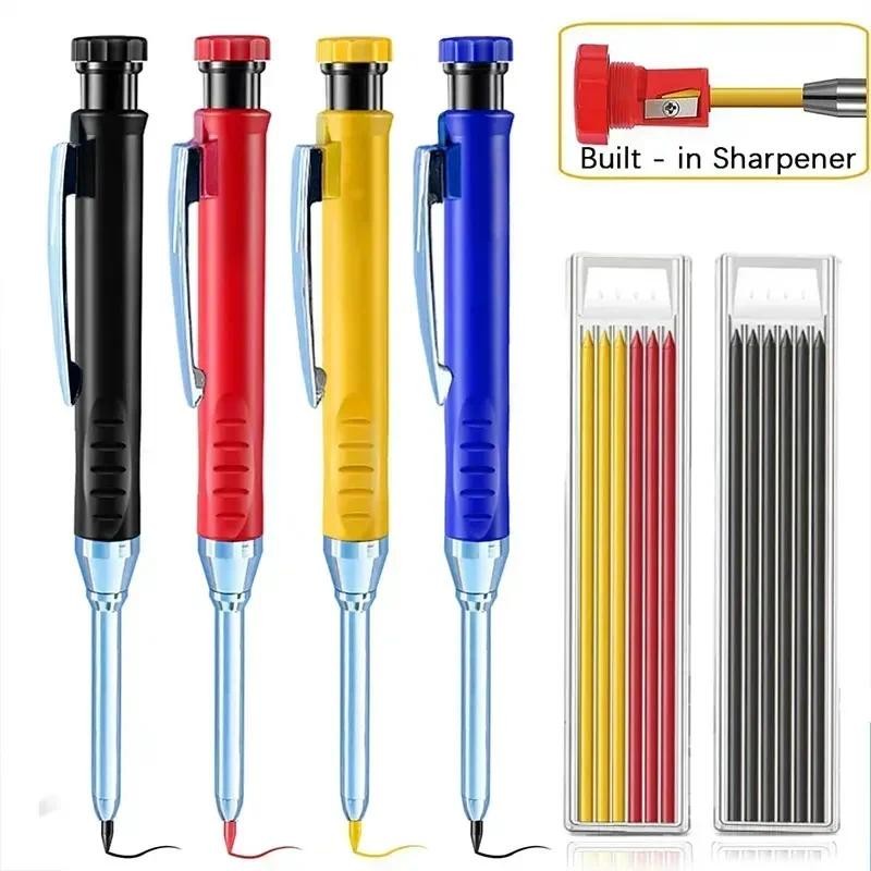 

2.8mm Solid Carpenter Mechanical Pencil with Sharpener for Woodworking Construction Long Head Carpenter Pencil Stationery Supply