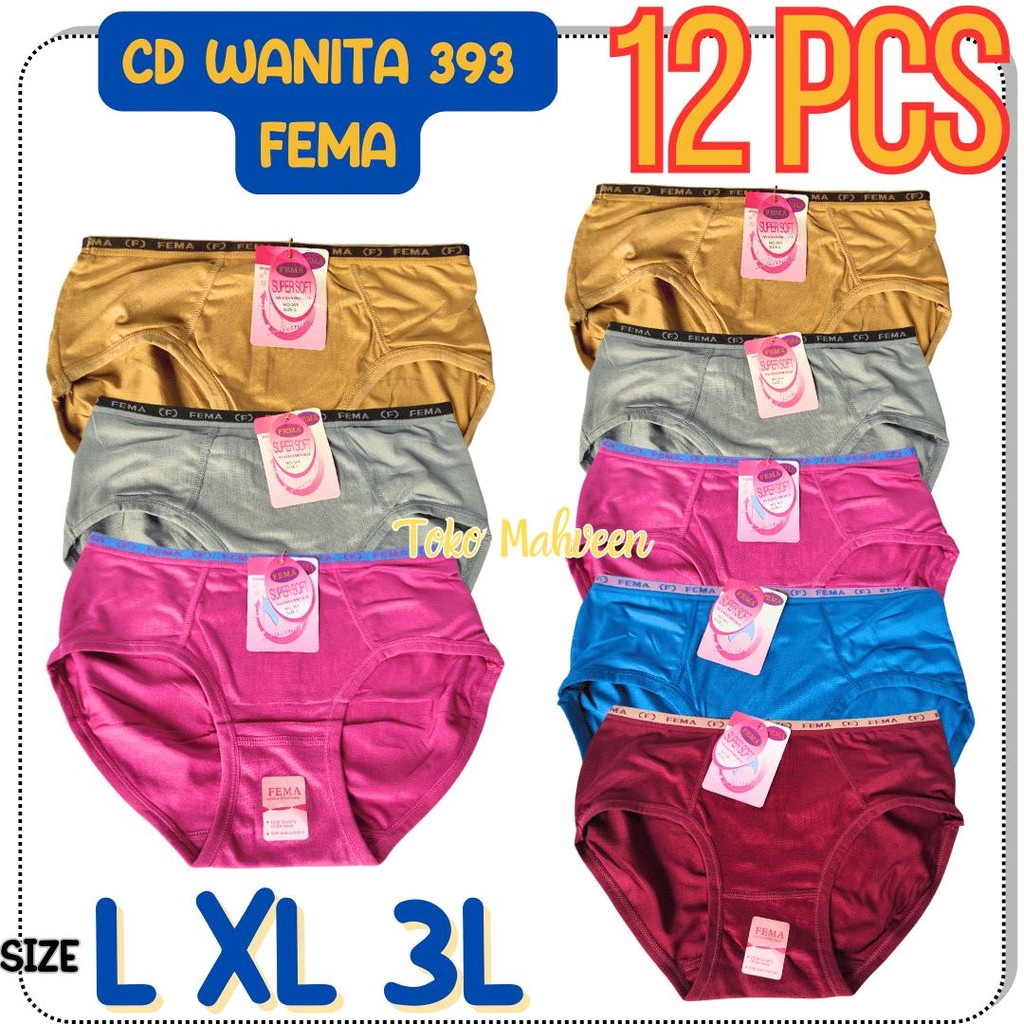 3, 6, 12pcs Celana Dalam Fema  Cd Wanita Dewasa Lusinan Murah Fema Terlaris & Nyaman CD WANITA MURAH