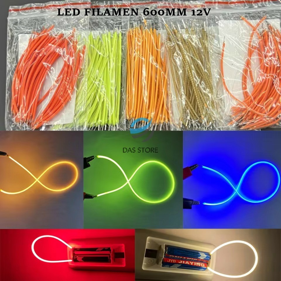 Led lampu filamen panjang 600mm 12v hijau putih-2200k merah biru merah muda