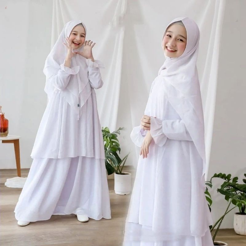 ES.COLD Gamis Anak Tanggung Perempuan Usia 10 11 12 13 14 15 Tahun Aryana Syar'i Kids Bahan Ceruty B