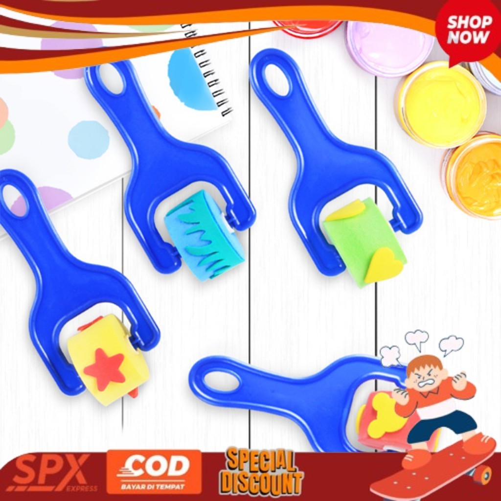 READYYY Eva Sponge Roller Paint Brush Set LITTLE KREATE