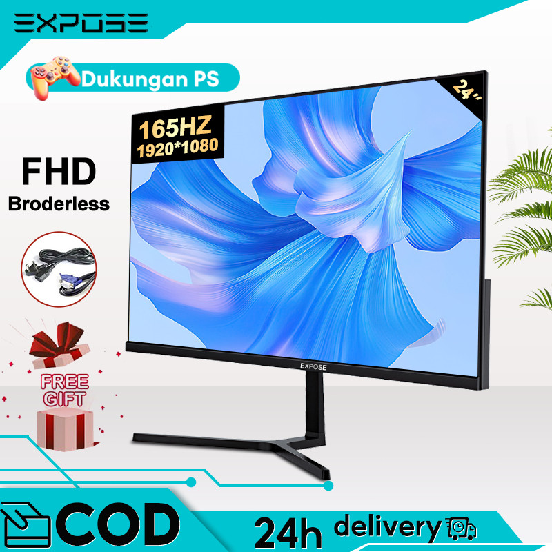 Monitor PC Monitor 24 inch curved PC Gaming Monitor Desktop komputer 24 inch 75/165Hz IPS Monitor