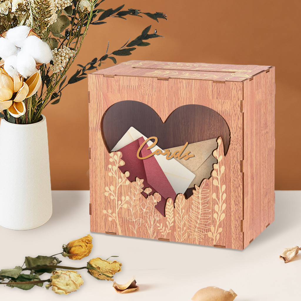 

Wooden Wedding Card Box with Acrylic Window Creative Reception Envelope Card Box Large Capacity Wedding Envelope Money Holder