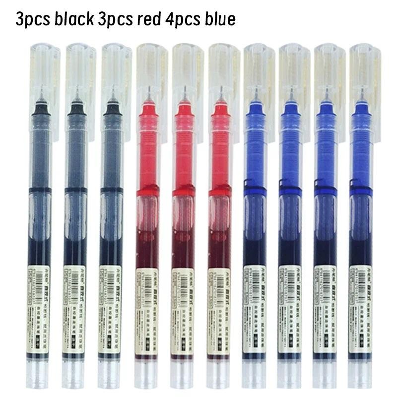 

10 Pcs Needle Type Gel Pens Black/ Red/ Blue Ink Straight Liquid Ballpoint Pen Kawaii Stationery School Office Supplies Writing