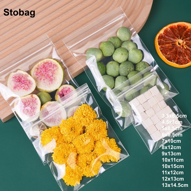 

StoBag 100pcs Transparent PP Plastic Zipper Bags for Dried Fruit Scented Tea Packaging Sealing Small Thickened Pouch Portable