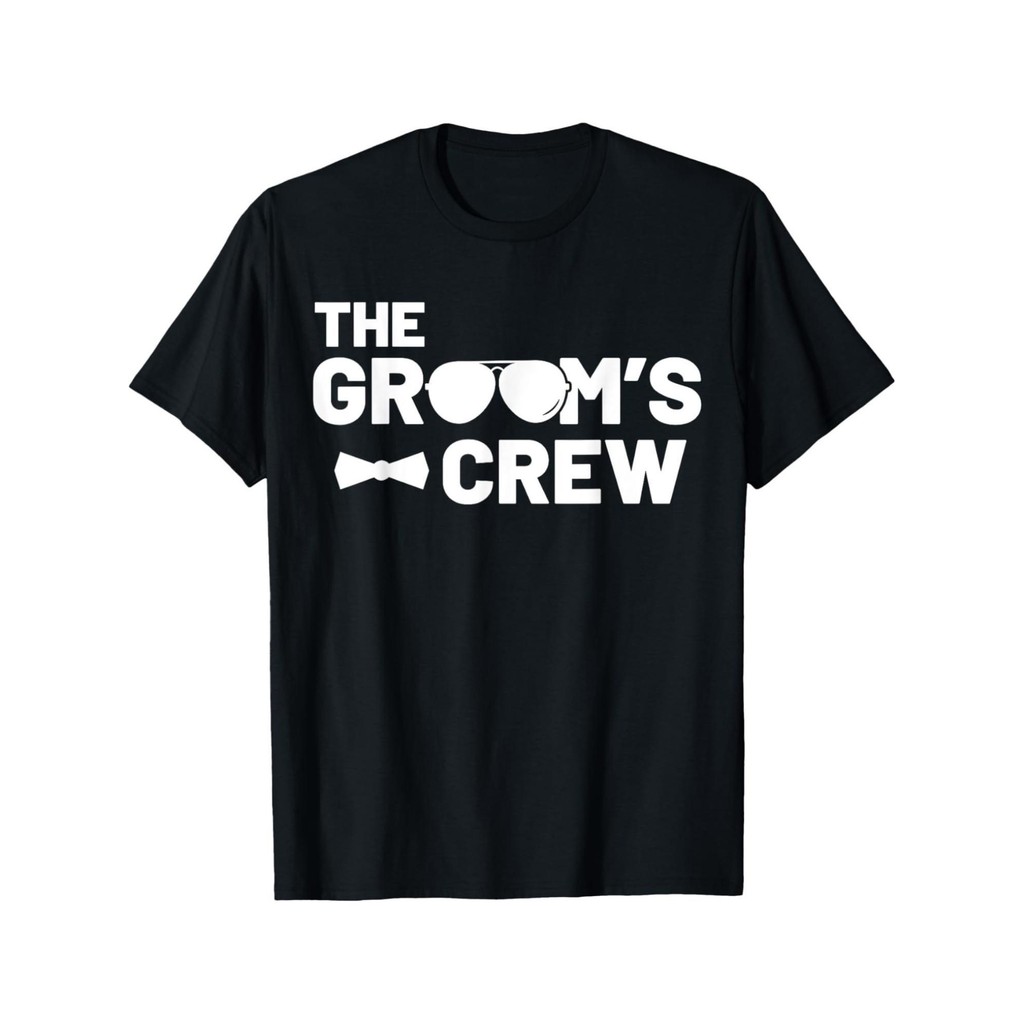 Kaos Groom's Crew - Kaos Pria untuk Pesta Lajang, Katun, Lengan Pendek, Nyaman