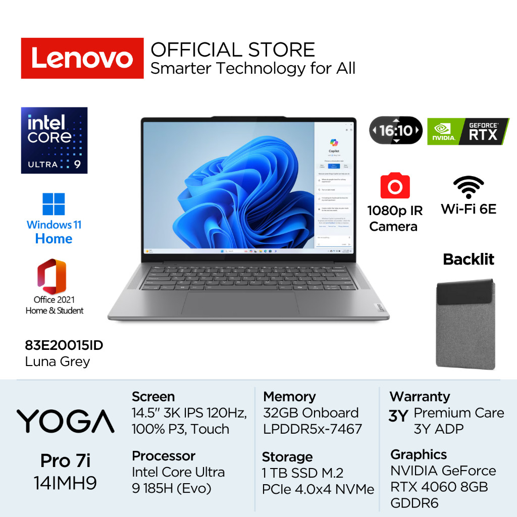 Lenovo Yoga Pro 7i 14IMH9 15ID Intel Core Ultra 9 185H Evo Win11 32GB 1TB SSD 14.5" 3K IPS 120Hz 100