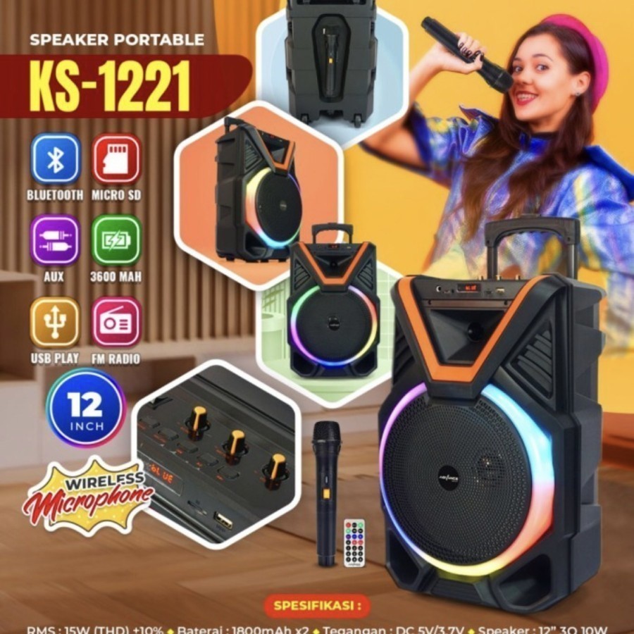Advance Speaker 12 In KS 1221 Karaoke Pengajian Senam Gitar / 12 Inch / Ks-2613 S120
