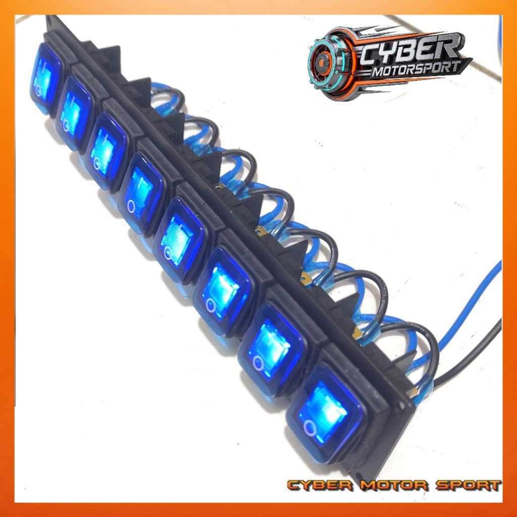 Switch panel mobil 12v 24 volt 8 saklar tombol lampu mobil offroad bus truk sedan 8 gang rocker swit