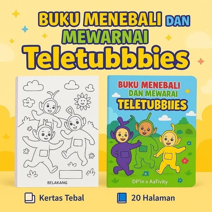DpinxAaTivityBuku Gambar Menebali dan Mewarnai Teletubbies Karakter Lucu  – Edukasi & Hiburan Kreati