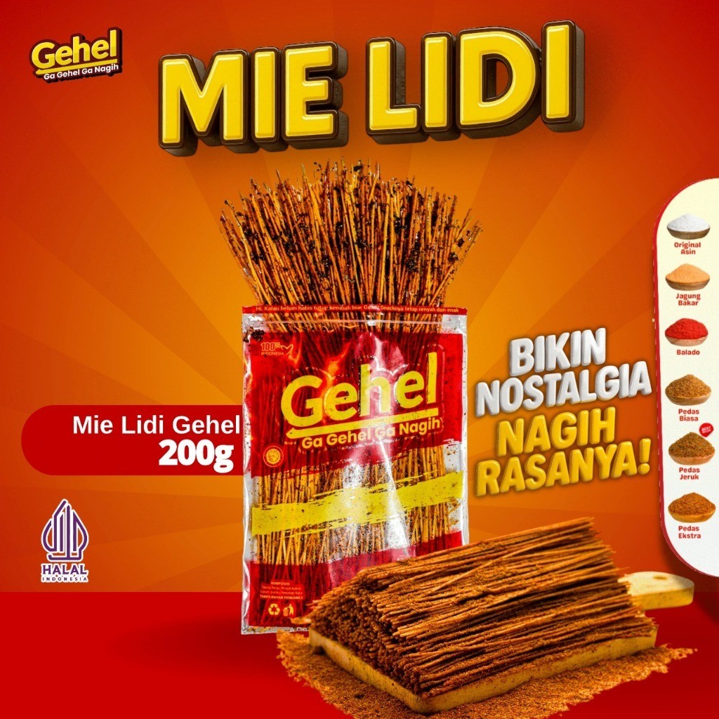 

Gehel Mie Lidi Pedas Nikmat 200gr - Makanan Ringan,Cemilan,Jajanan Nostalgia