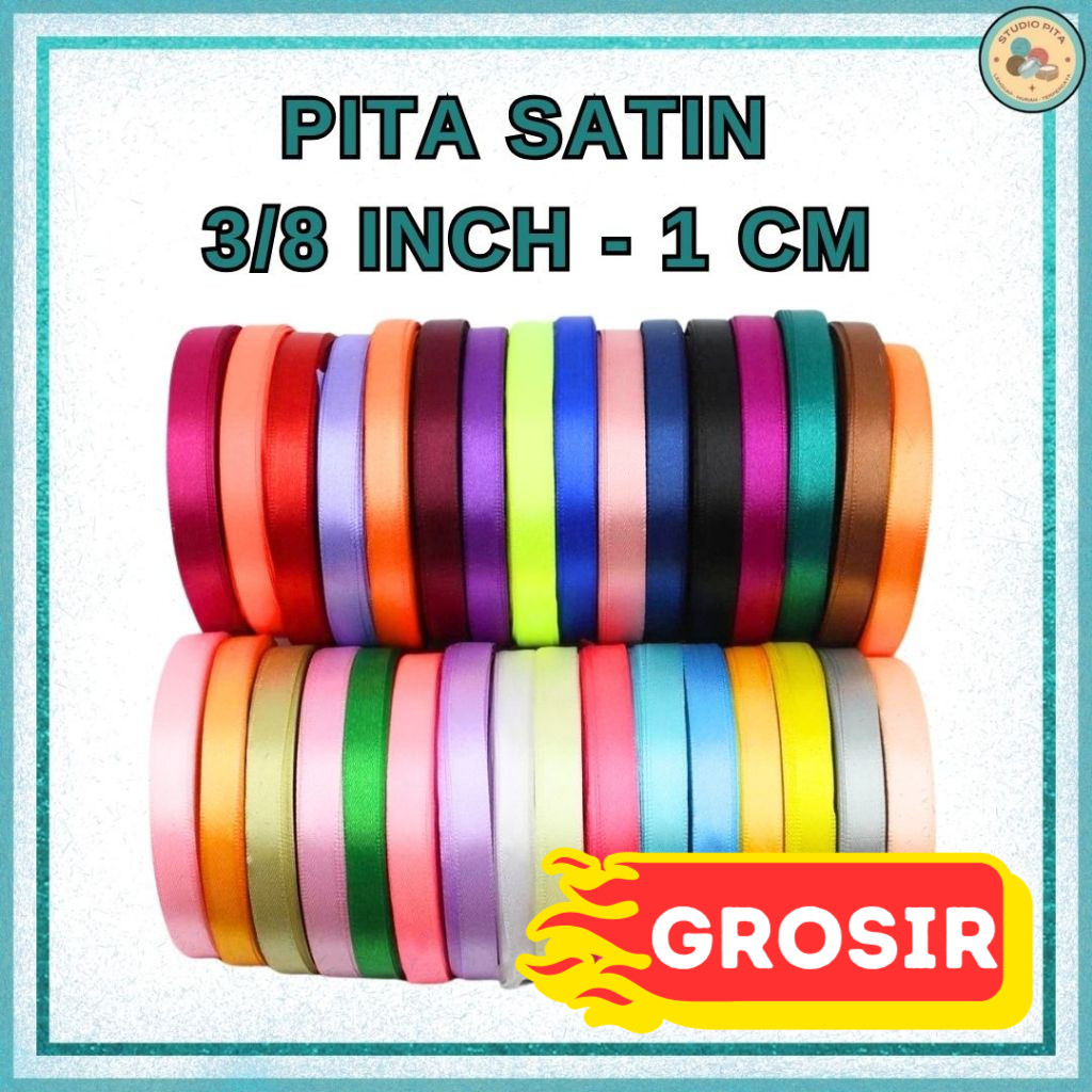 

(GROSIR) Pita Satin 3/8 inch = 1 cm 3/8" 1cm 3/8'