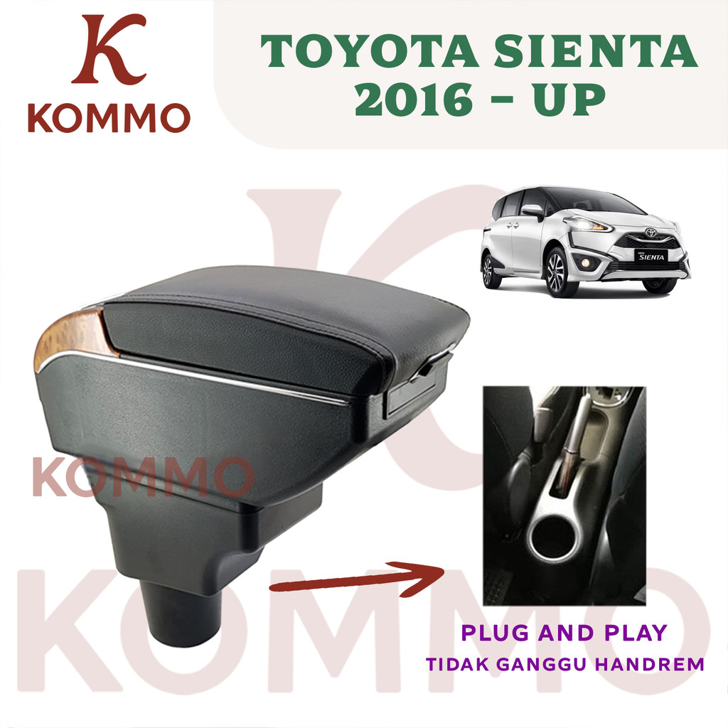 KOMMO ARMREST Sandaran Tangan Arm Rest Mobil Khusus Toyota Sienta + USB Port Charger
