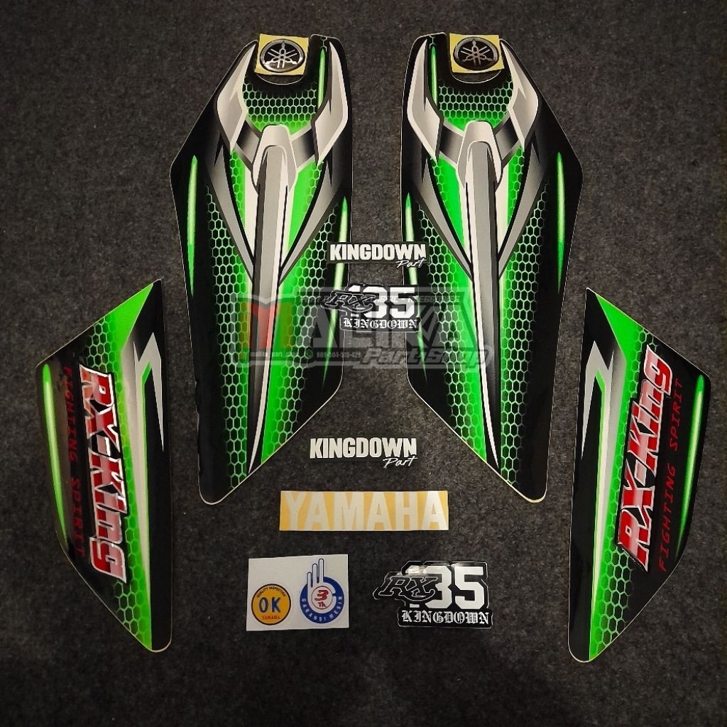 Stiker / Striping Lis RX KING 2007 2008 Hijau Peredam - Set Emblem - Premium Quality Best Seller