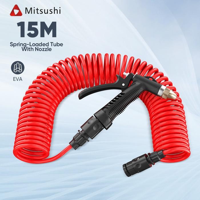 PROMO  Mitsushi Selang Spiral /Ulir Panjang 7.5-20 meter  Recoil Hose Kepala Semprotan Hose Nozzle A