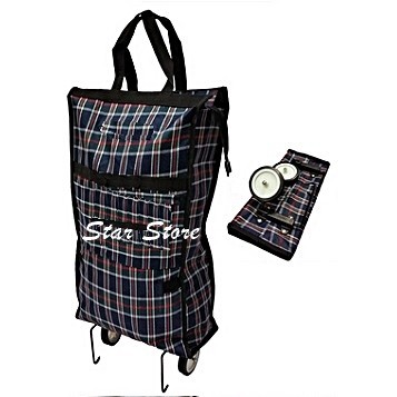 Tas Keranjang Belanja Lipat Praktis Roda 2