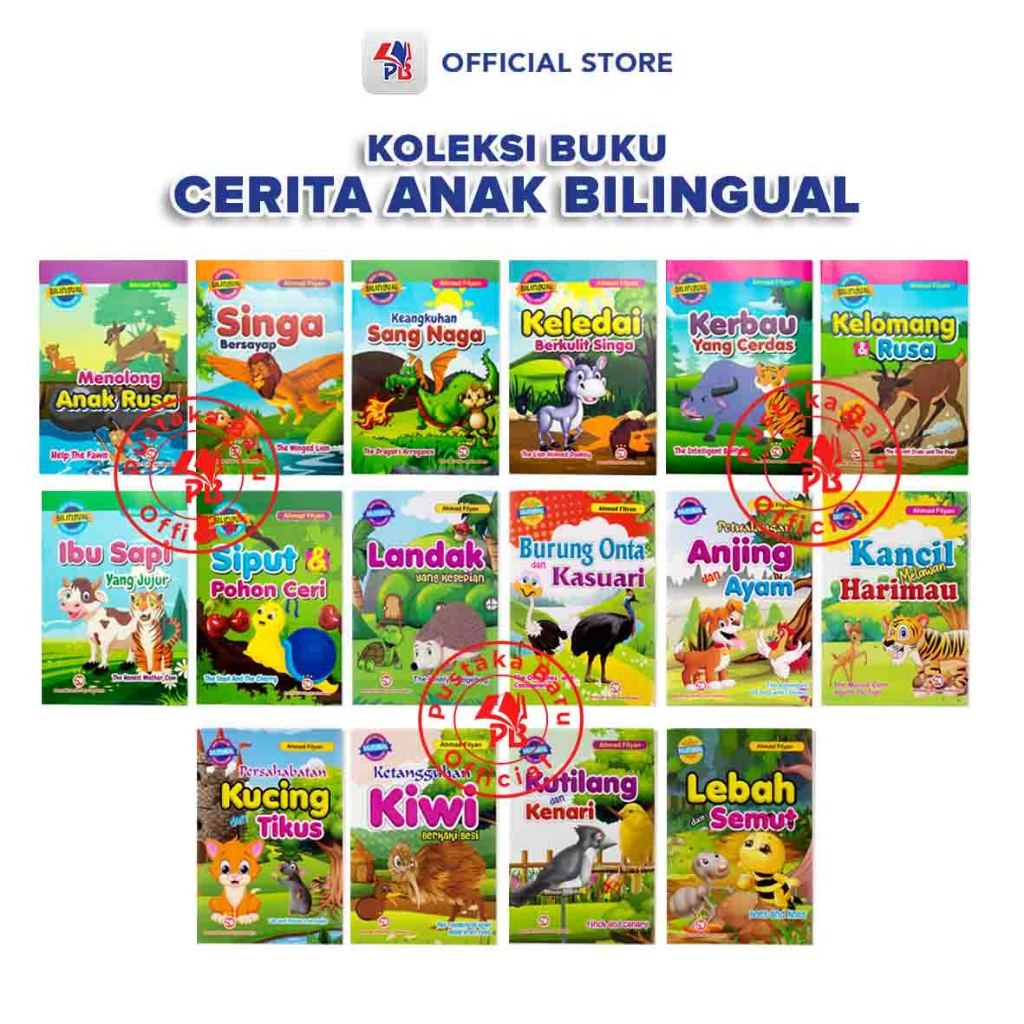 Buku Cerita Anak Bergambar Buku Dongeng Anak Cerita Binatang Lengkap Bilingual Full Colour : Petuala