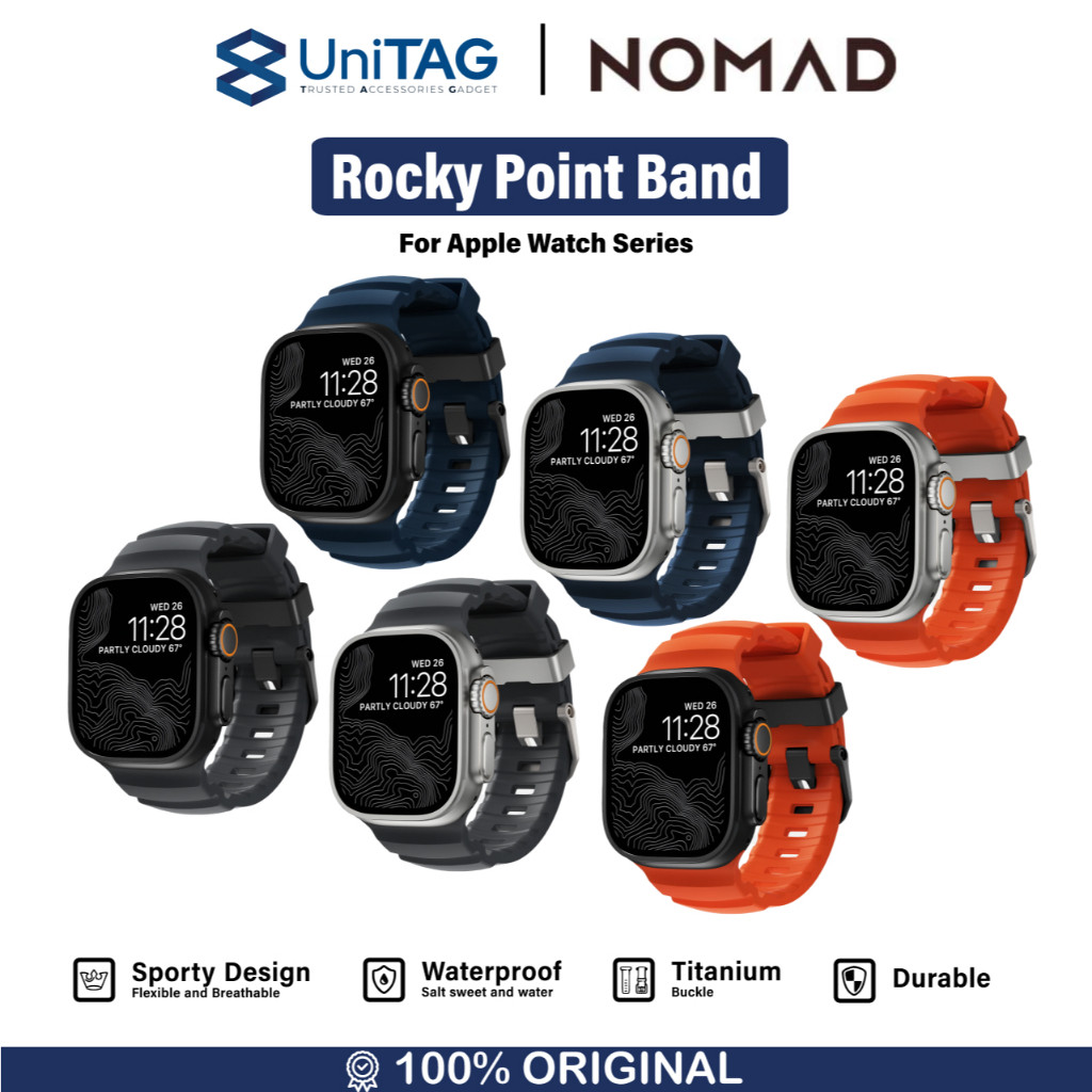 Strap Apple Watch Ultra 2 10/9/8/7/SE 49/46/45/44/42/41mm Nomad Rocky Point Sport Rubber Soft Band
