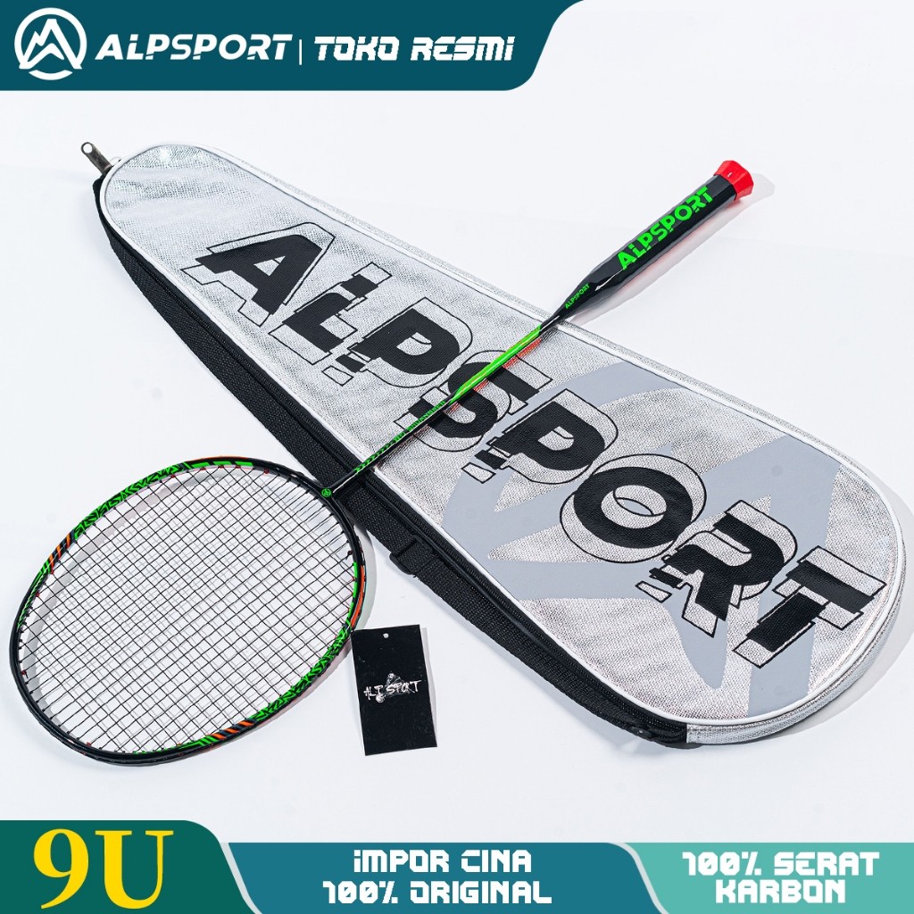 ALPSPORT SR Dua Sisi 9U 58g MAX 35Lbs T800 Raket Bulu Tangkis Warna G5 100% Persen Asli Serat Karbon