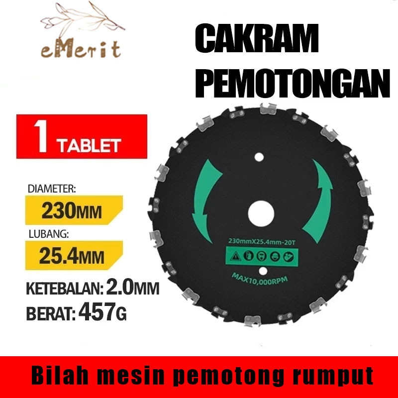TECHTOOLS Bilah mesin pemotong rumput menebal bilah gergaji rantai melingkar baja mangan/Pedang Loga
