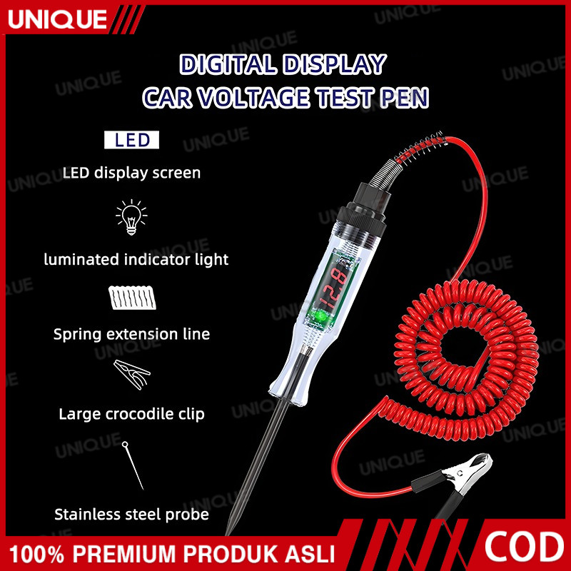 UNIQUE Digital Obeng Testpen Tespen Digital DC Tester Testpen Kelistrikan Listrik Mobil Motor 6v/12v
